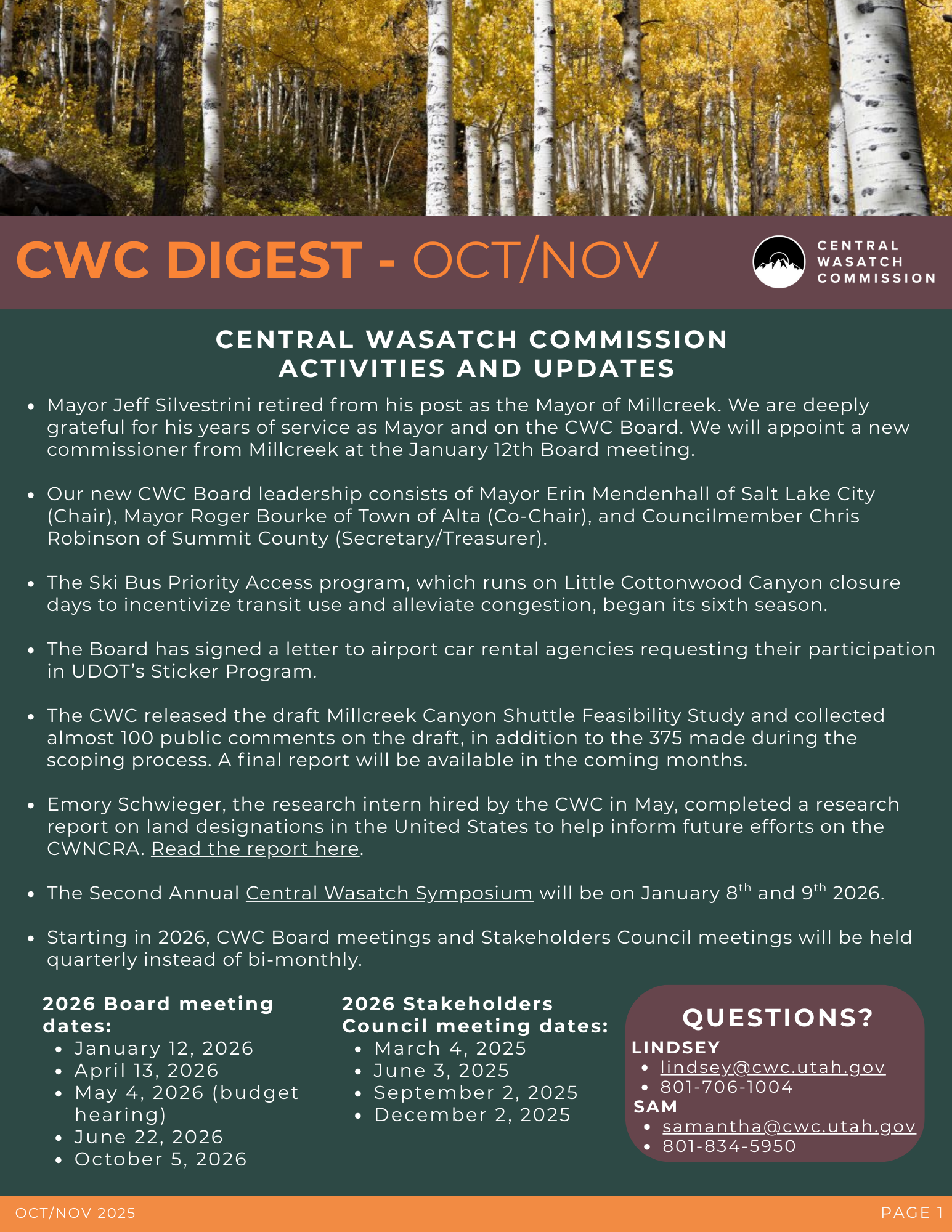 Central Wasatch Commission Activities And Updates