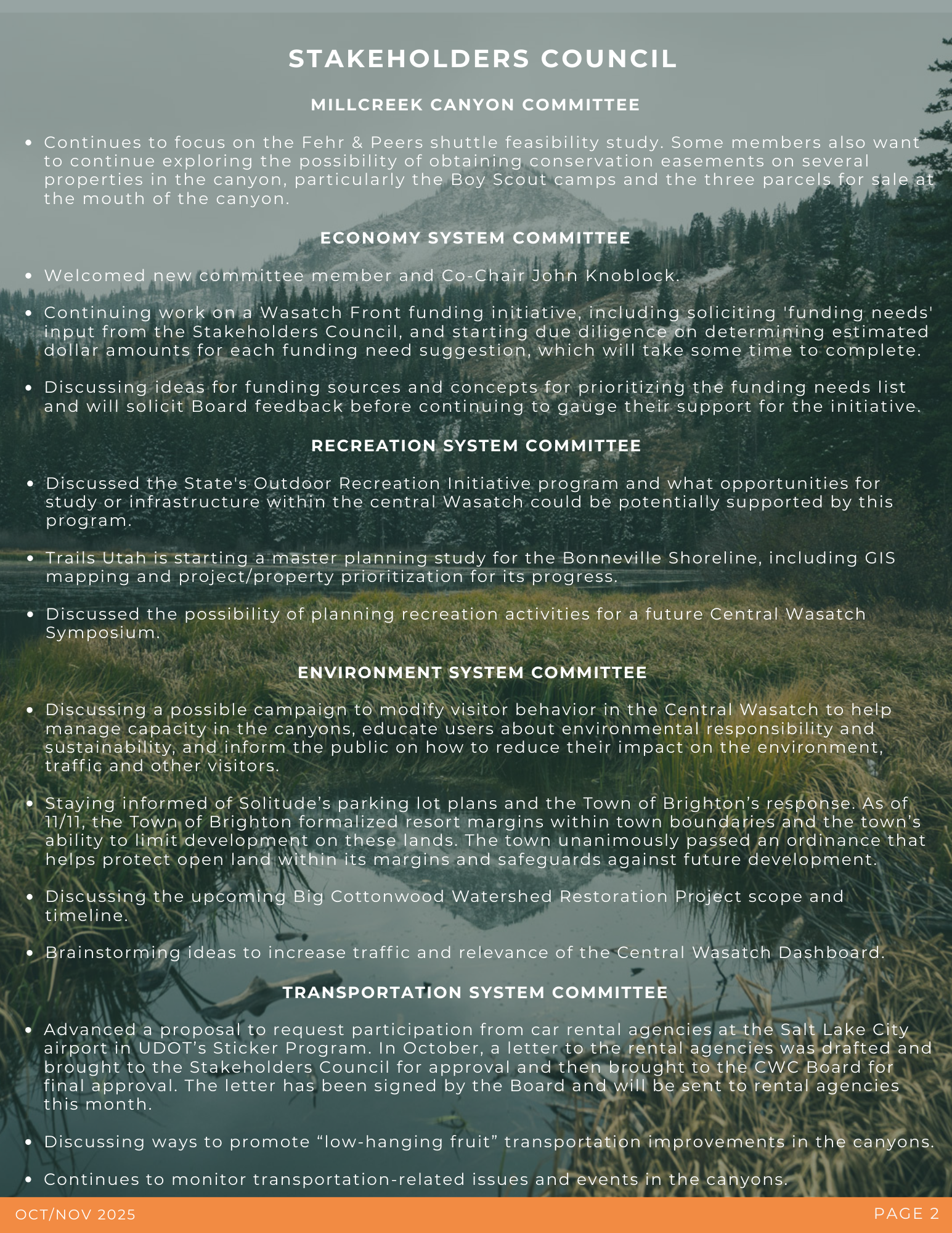 Central Wasatch Commission Agenda Meeting Dates